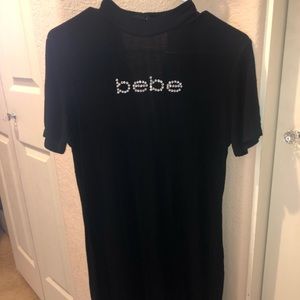 Black BeBe Short Sleeve Sweater Dress